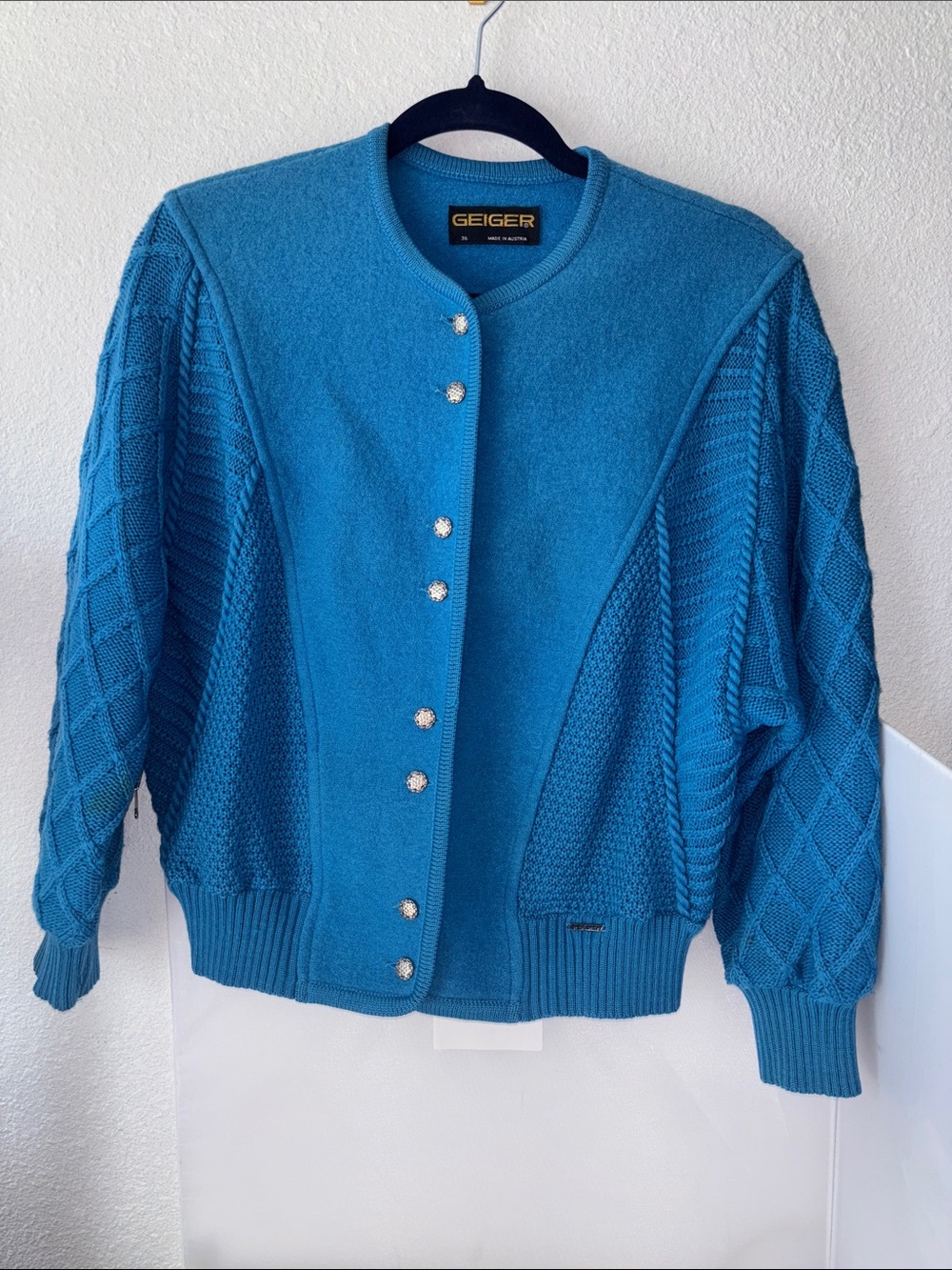 Vintage  Geiger Wool Austria 70s 80s Cardigan Jacket  Size 36